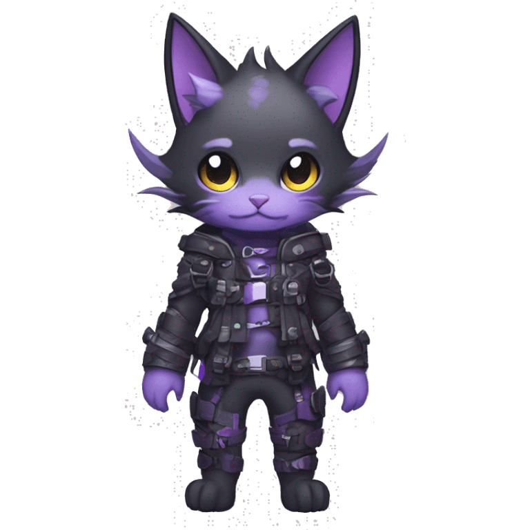 cool cute pretty black techwear grey Purple ethereal fantasy nargacuga-bat-cat-Fakemon spiked collar harness full body emoji