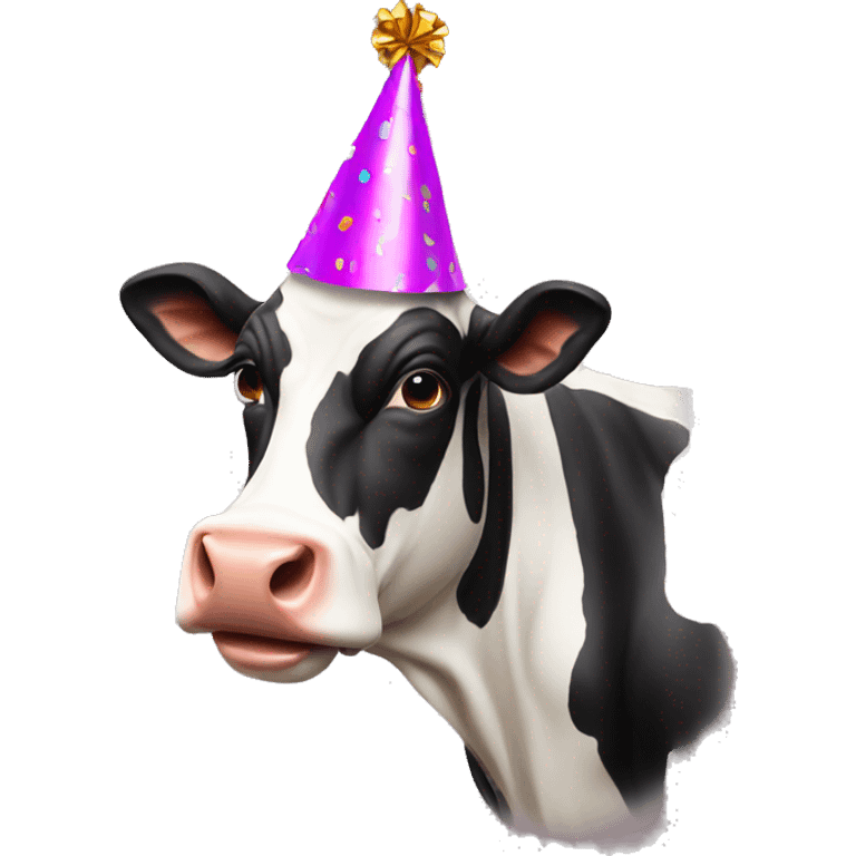 Cow with a party hat emoji