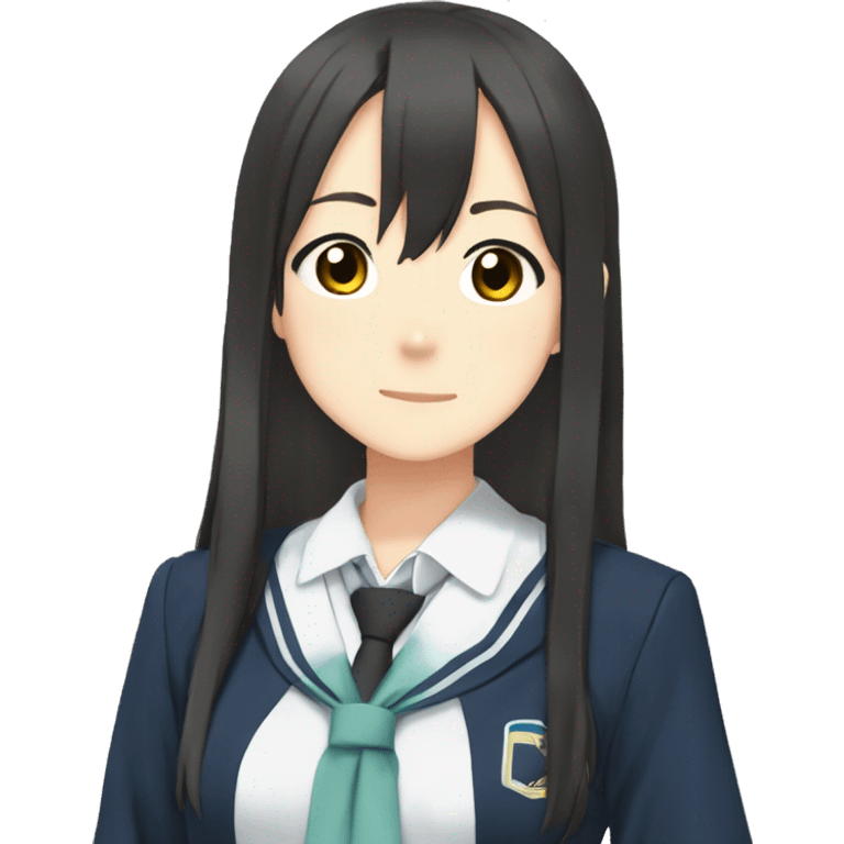 Azusa Nakano from k-on, with cat ear, wear school uniform, and long straight hair emoji