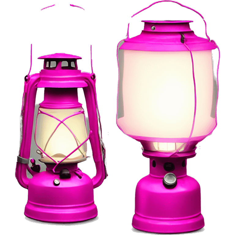 Realistic camping hot pink lit camping lantern lisolated. emoji