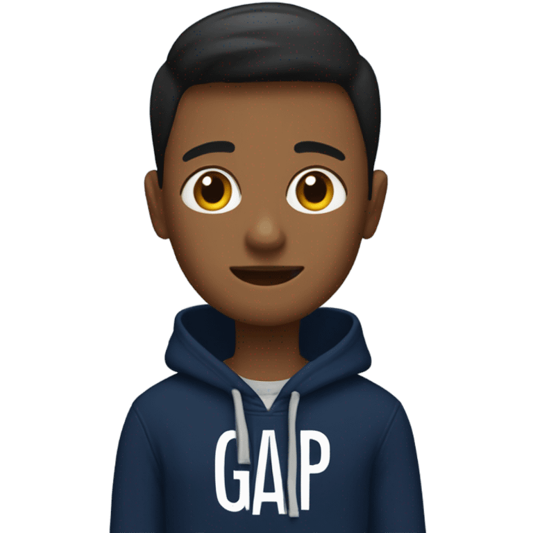 generate me a navy blue hoodie which says GAP on it in big letters  emoji