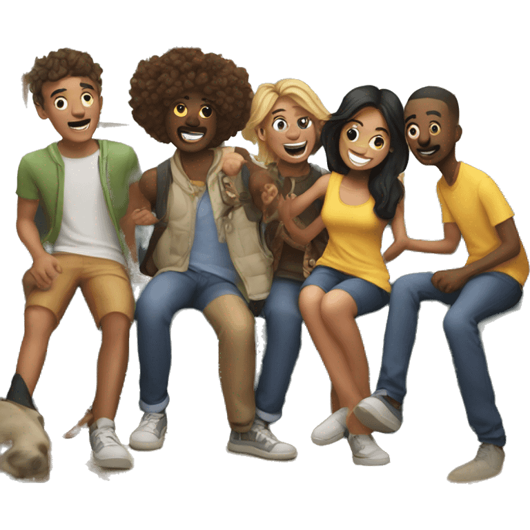 playful group of friends indoors emoji