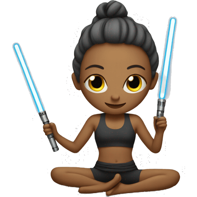 Yoga with two lightsabres emoji