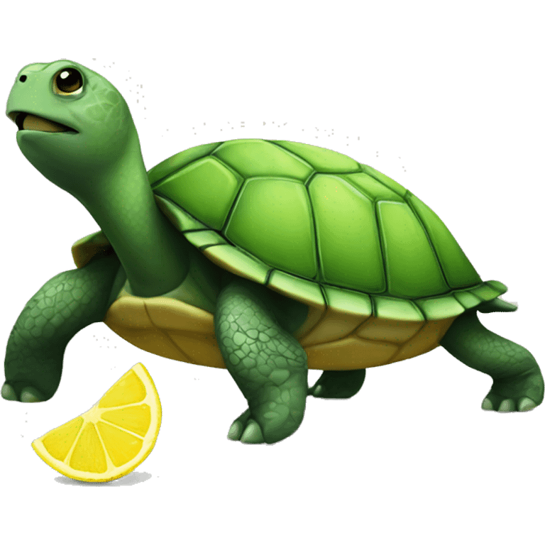 turtle with a lemon ha emoji