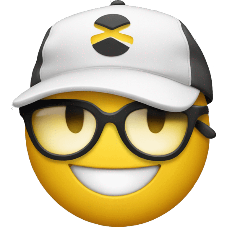 Smiling emoji in sunglasses with a ball cap on emoji