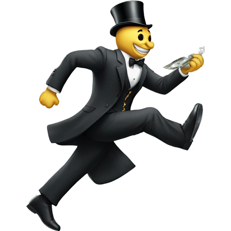 A monopoly man running with money  emoji