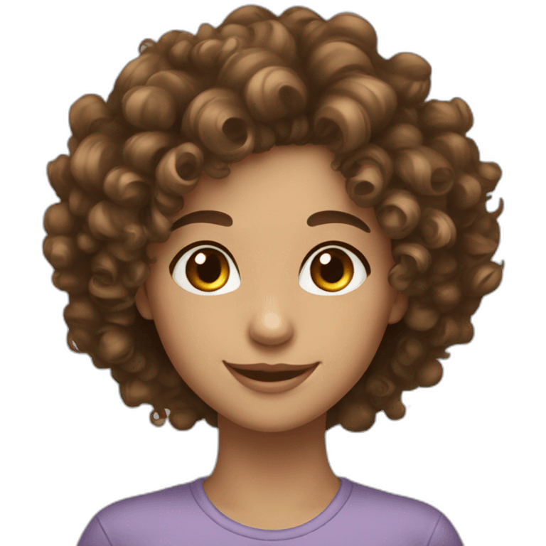 Curly hair brown eyes fair girl smiling  emoji