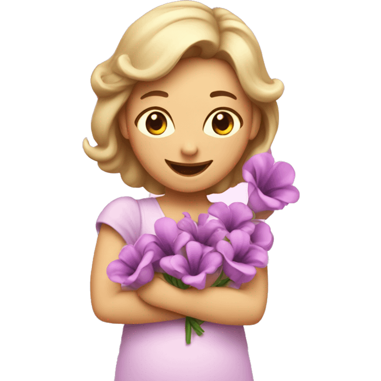 Happy Mother's Day with pink and purple flow emoji