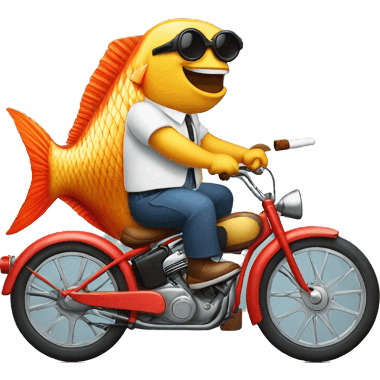 Fish riding a bike while smoking a cigar  emoji