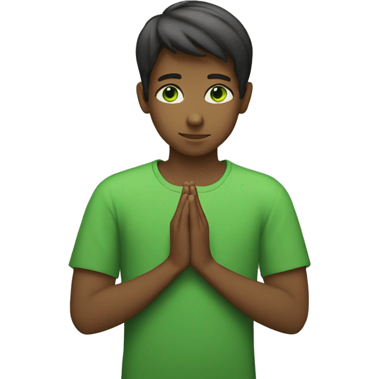 Green-eyed boy praying emoji