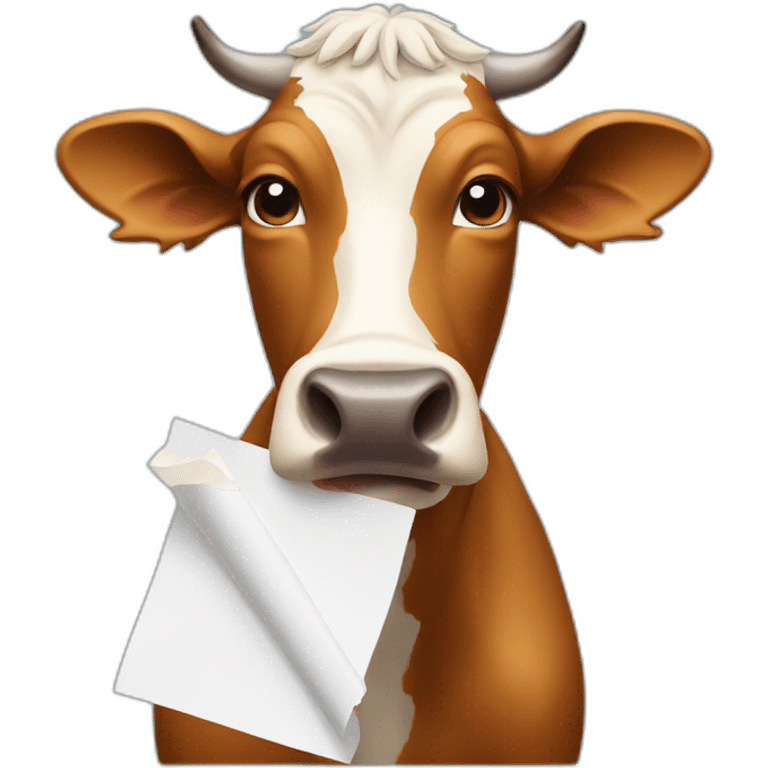 cow eating pieces of paper emoji