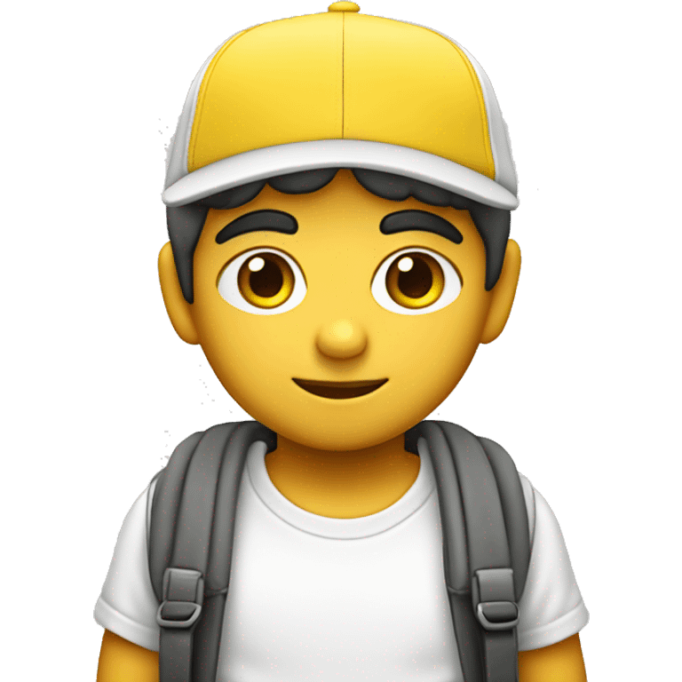 Niño blanco con gorra amarilla emoji