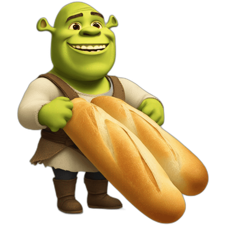 shrek with a baguette emoji