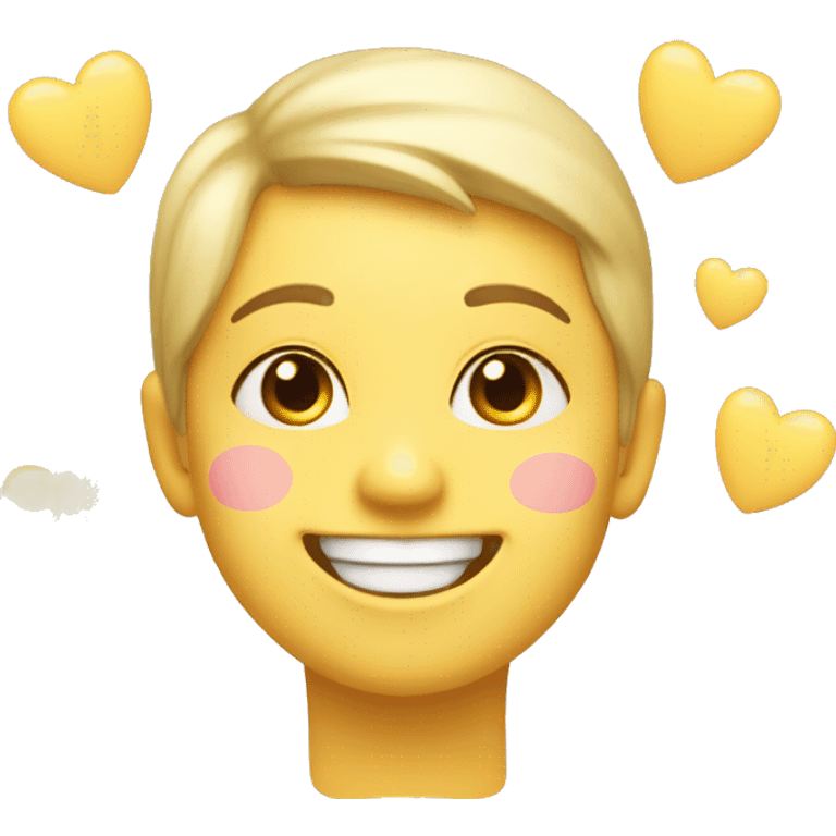 blushing smiling face with pastel yellow hearts around it emoji