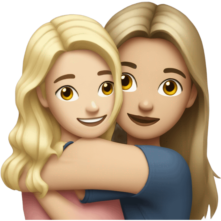 brunette girl hugs blonde  emoji