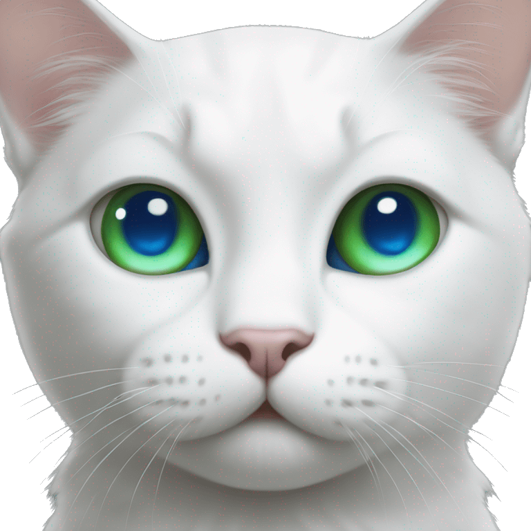 white cat with one blue eye et one green eye emoji