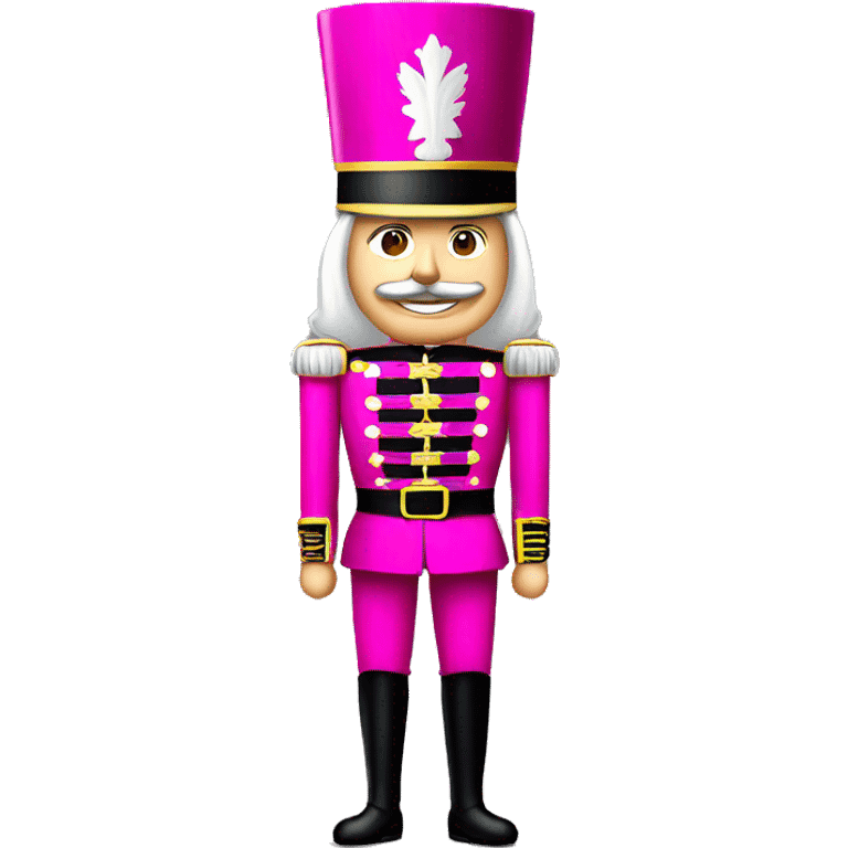 Realistic full body Caucasian hot pink nutcracker soldier.  emoji