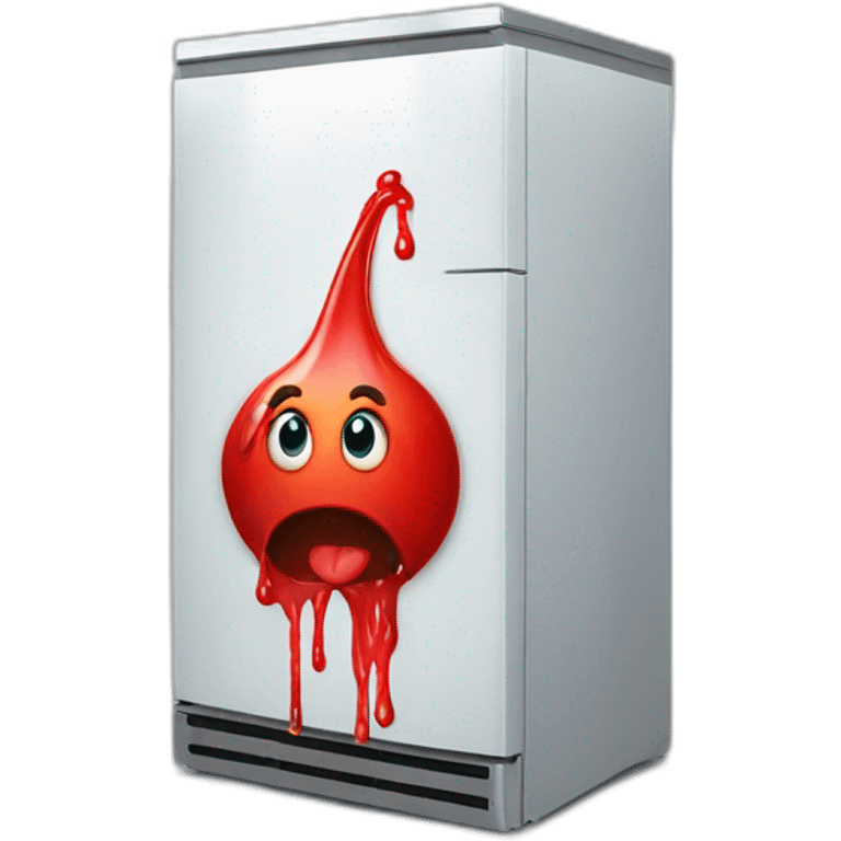 a refrigerator with red ooze coming out of it emoji