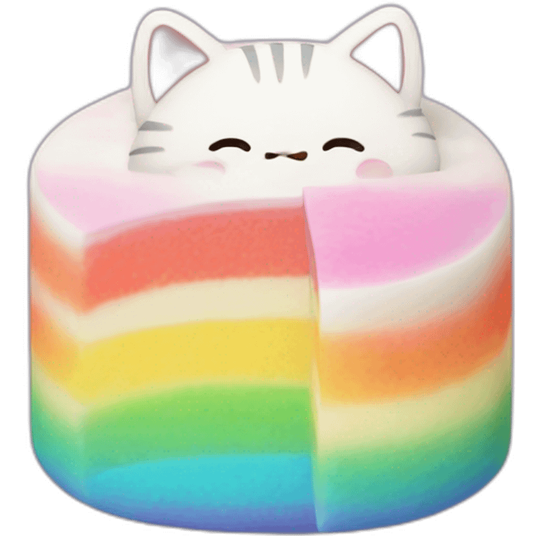 rainbow rice cake mochi cat emoji