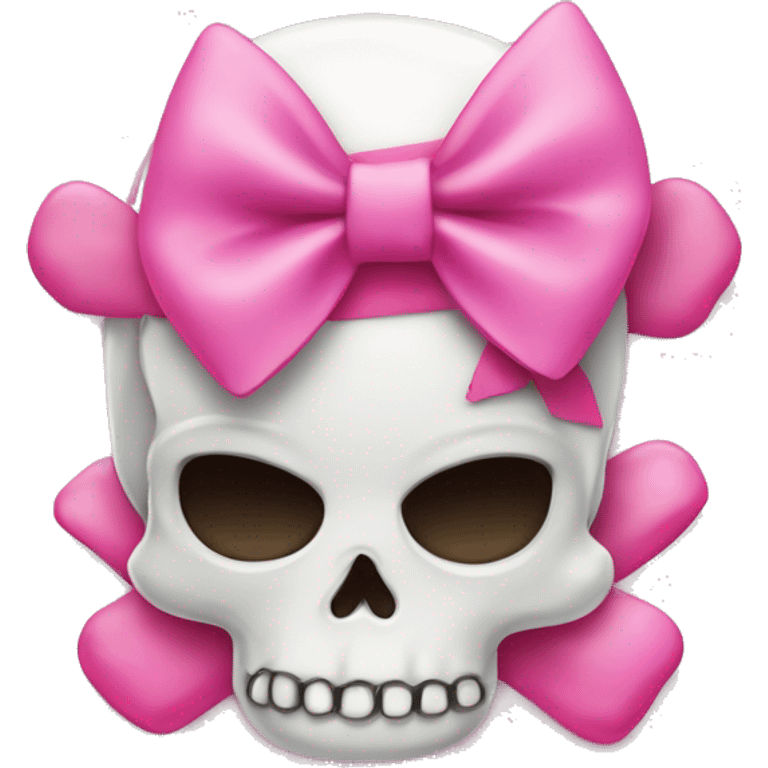 Pink Girly Skull and crossbones with pink bow  emoji