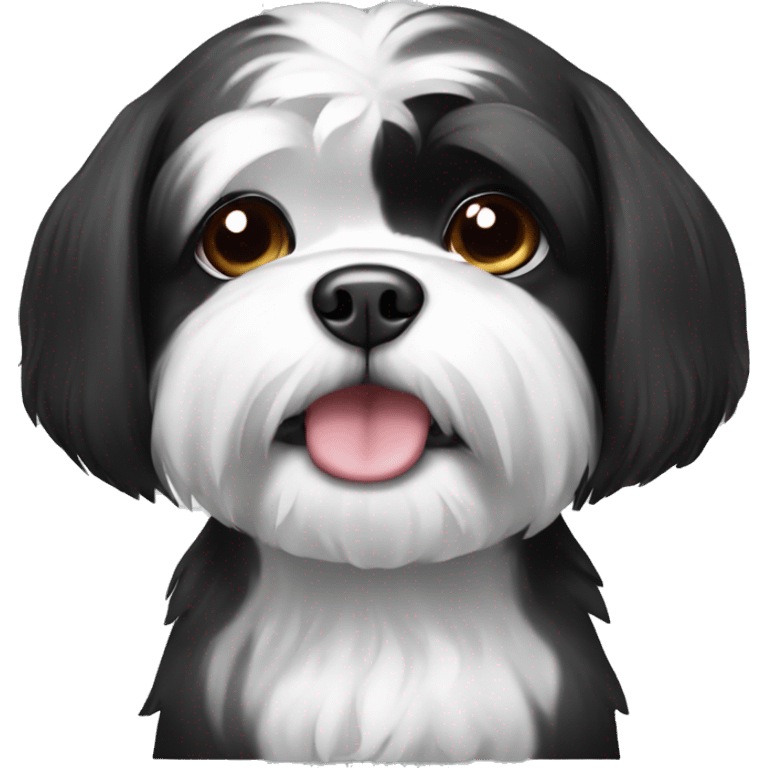 Black and white shi tzu dog emoji