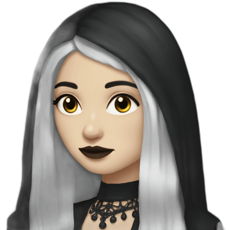 goth girl pale, black long hair, dupatta emoji