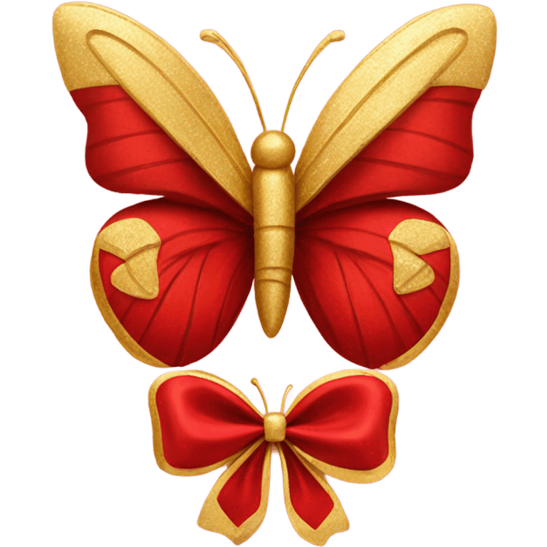 Red bow with gold butterfly  emoji