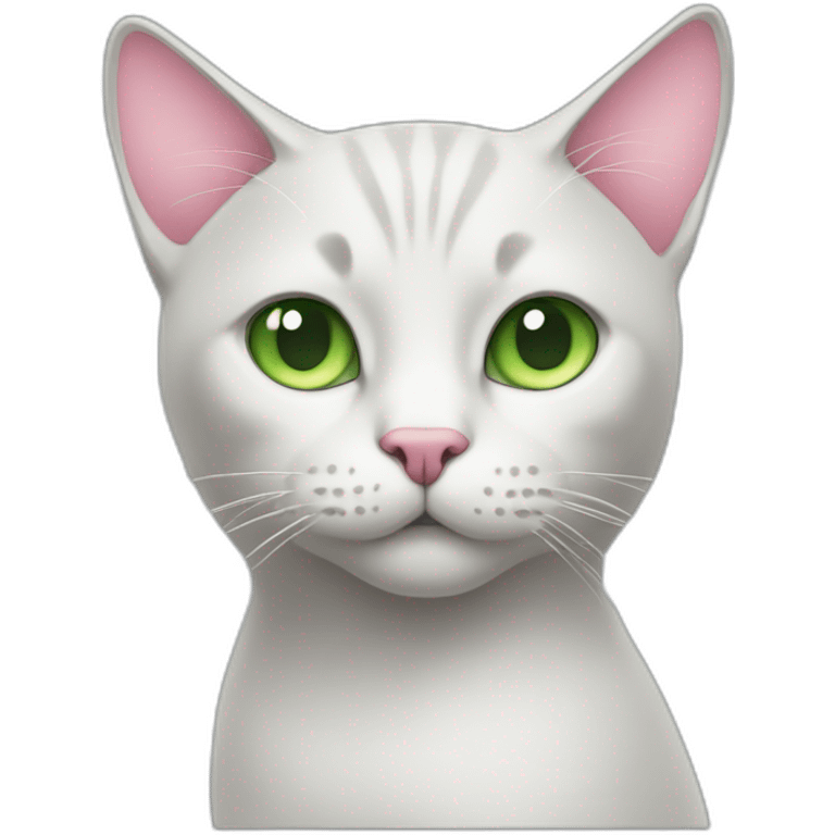 Cat-light-grey-with-green-eyes-with-pink-nose emoji