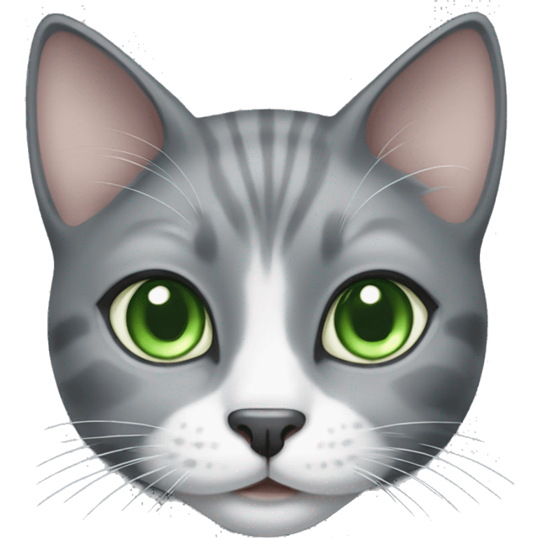 Gray and white cat with green eyes emoji