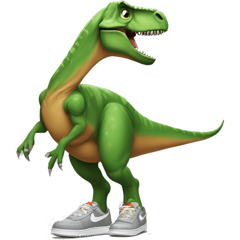 Dinosaur wearing Nike shoes emoji