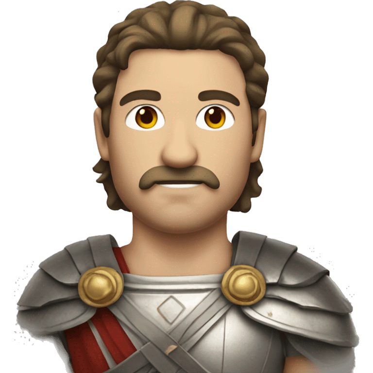 white man with a mustache and mullet hairstyle in an ancient roman warrior outfit emoji