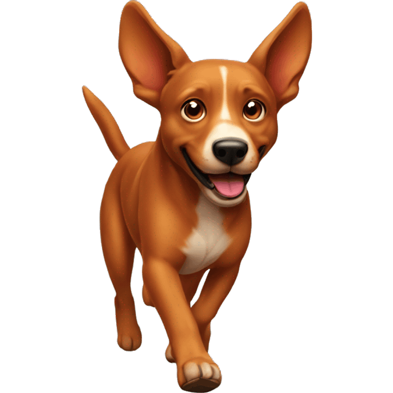 solid red dog with pointed ears running emoji