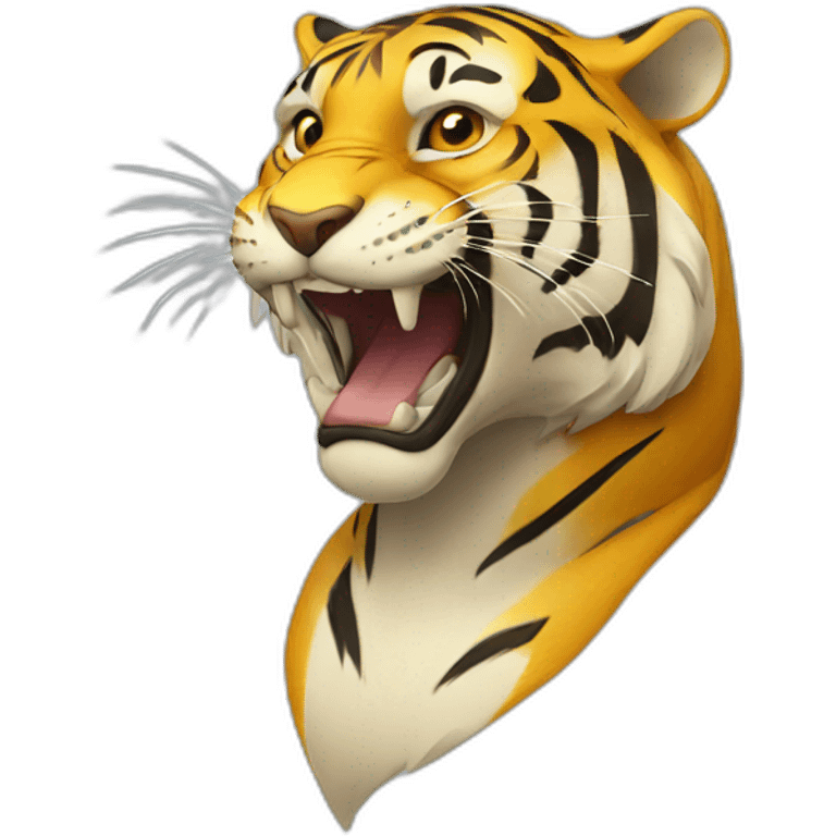 yellow tiger, profile roars drawn emoji