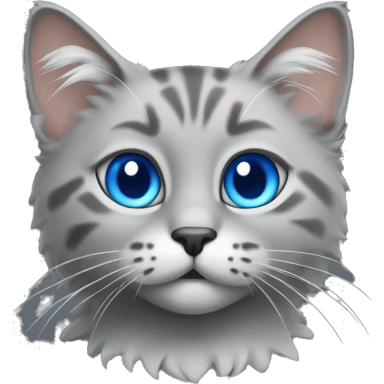 grey Highlander cat with blue eyes emoji