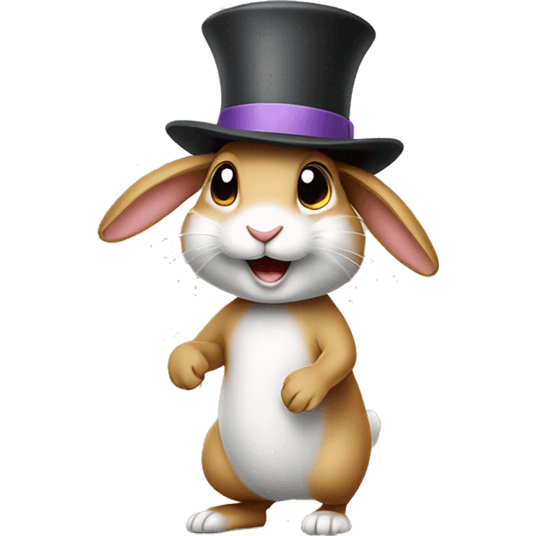 rabbit stands on two legs with hat emoji