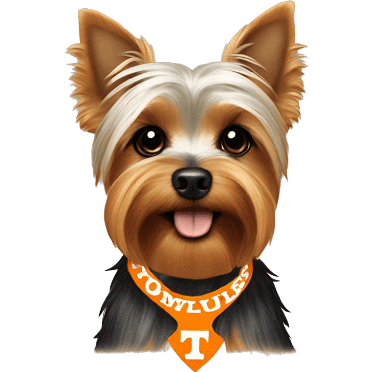 Yorkie dog wearing tn Vols bandana  emoji