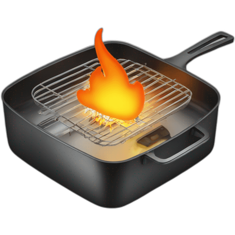 flaming pc hardware in a pan emoji