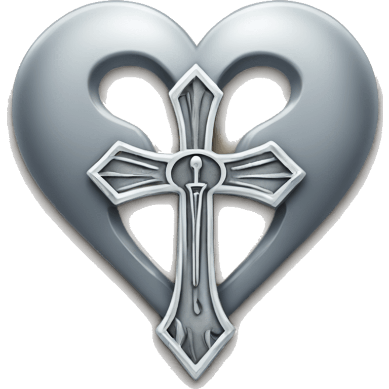 Silver heart shape with ankh in the center emoji