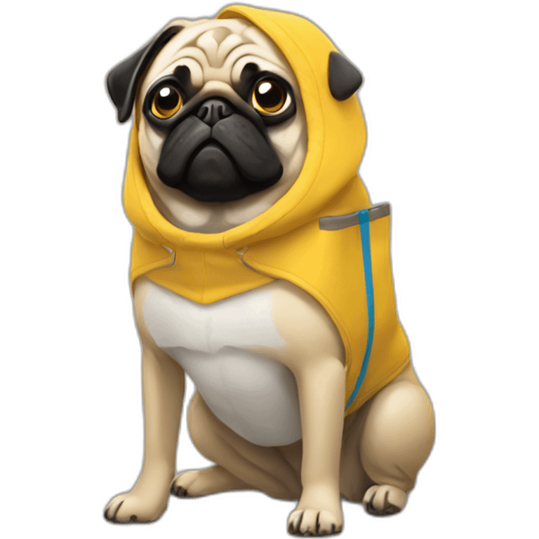 pug wearing bag with google keep colors emoji