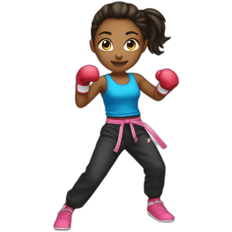 Girl doing kick box emoji