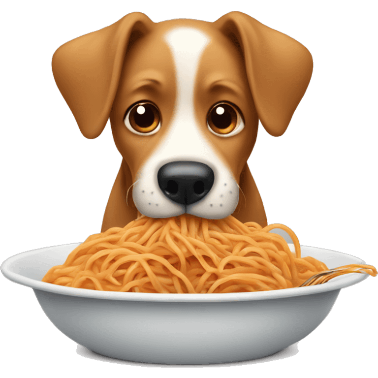 Dog eating spaghetti emoji