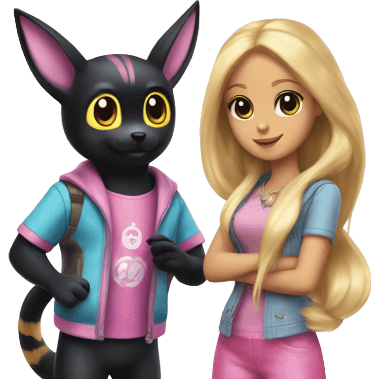 Umbreon and evee playing barbie emoji