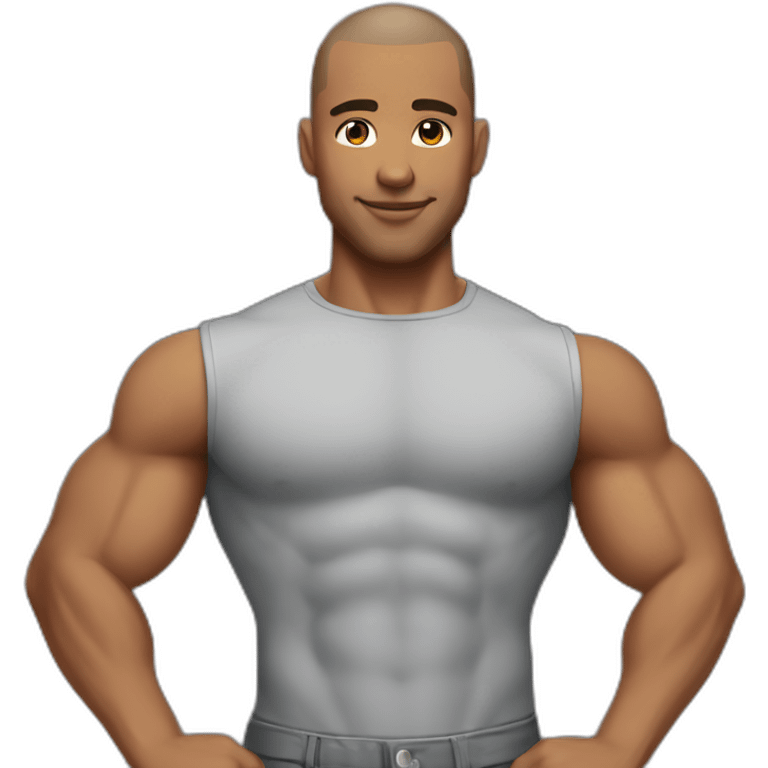 buff man body buzz cut hair emoji