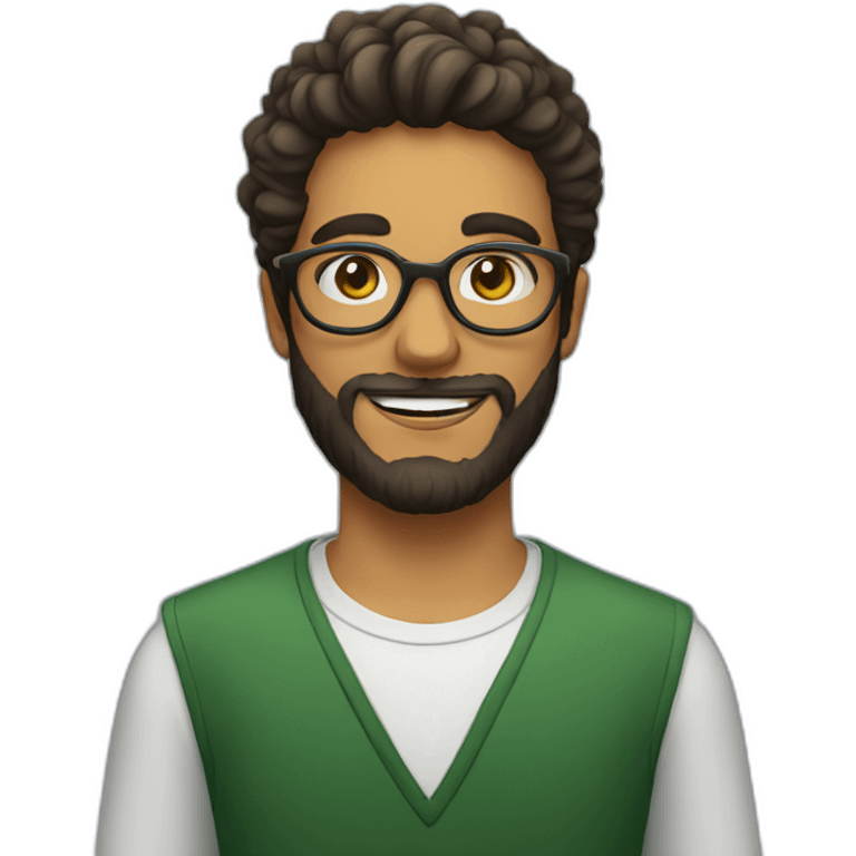 young brazilian man with beard and glasses emoji