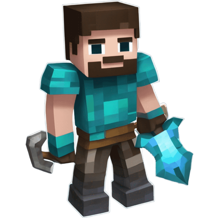 Minecraft Steve with netherite armor and tools emoji