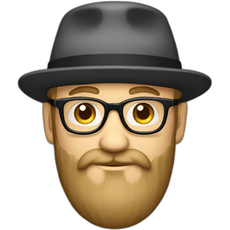 white guy with, flatcap, glasses and long black beard emoji