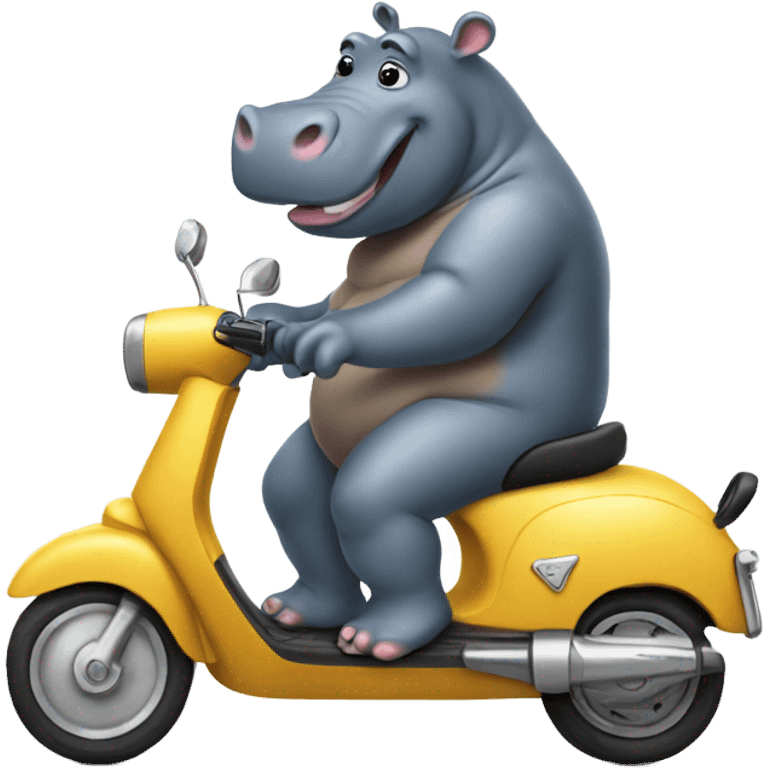 Hippo riding a scooter emoji