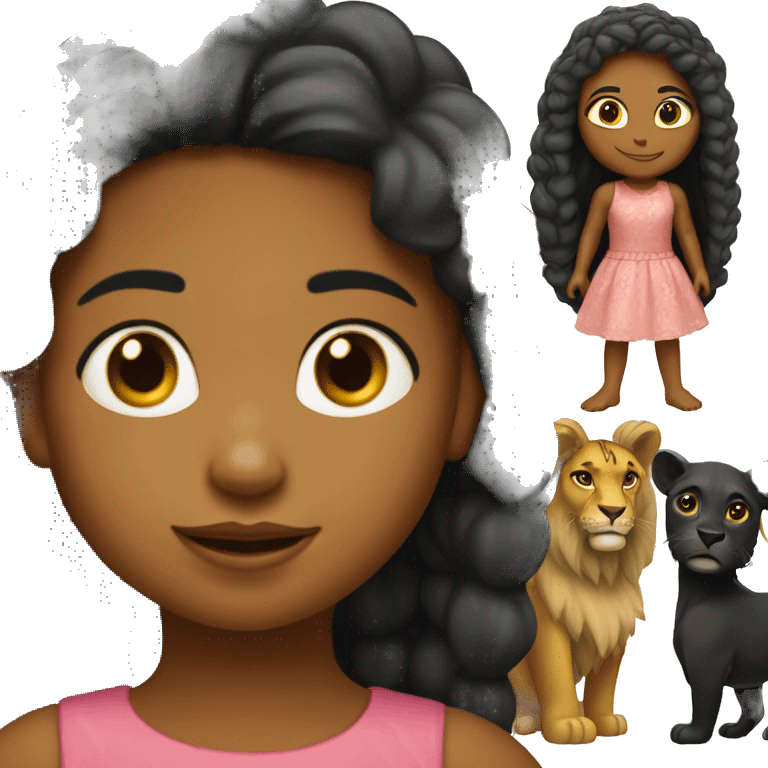 PIYAMAA DE UNA NIÑA NEGRA CON UN LEÓN  emoji