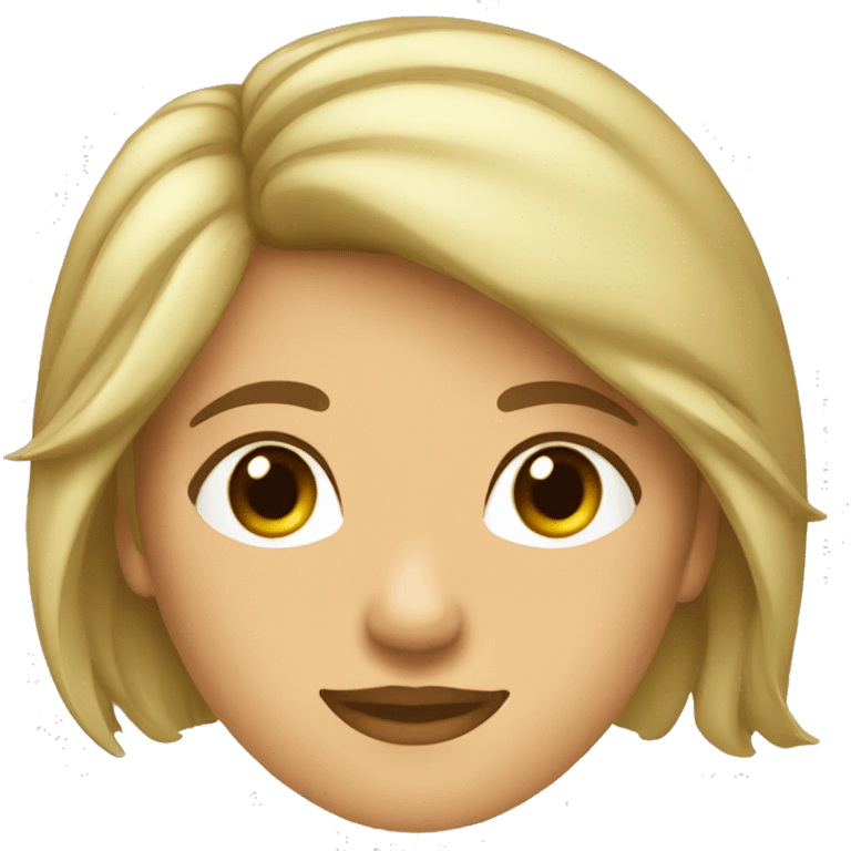 mujer con pelo ondulado mitad castaño y mitad rubio, con ojos verdes emoji