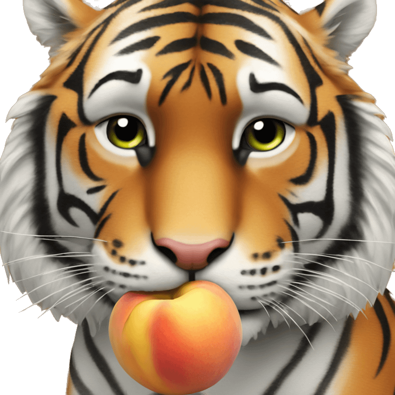 Tiger eating a  peach emoji